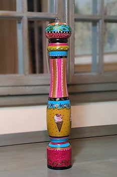 Hand-painted pepper mill with Ice cream theme