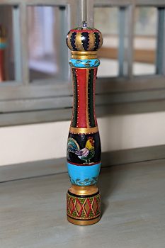 Hand-painted Pepper Mill with Two Cockerels