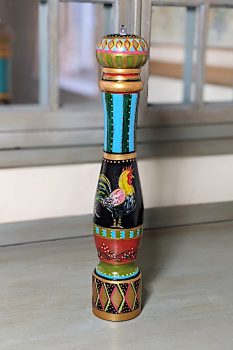 Hand-painted Pepper Mill with Tow Cockerels