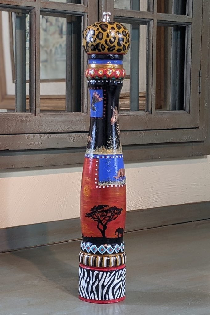Africa Themed Hand-Painted Pepper Mill