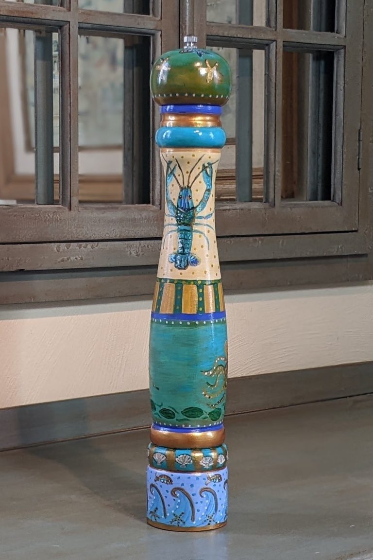 Shellfish Themed Hand-Painted Pepper Mill