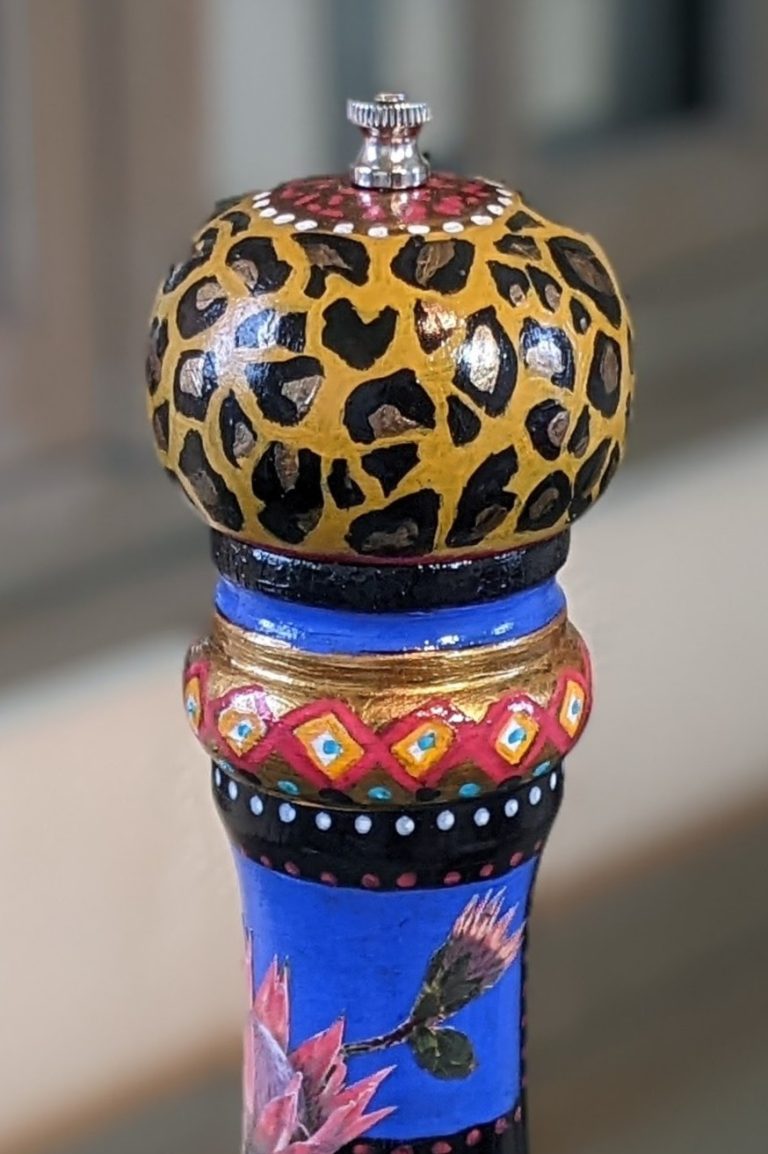 Africa Themed Hand-Painted Pepper Mill Top