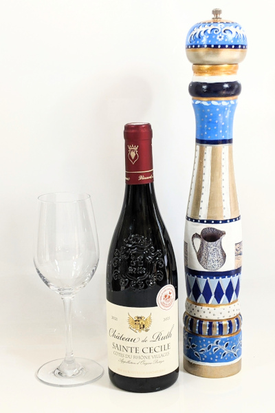 Blue Jugs Hand-painted pepper Mill with Bottle 400 x 600